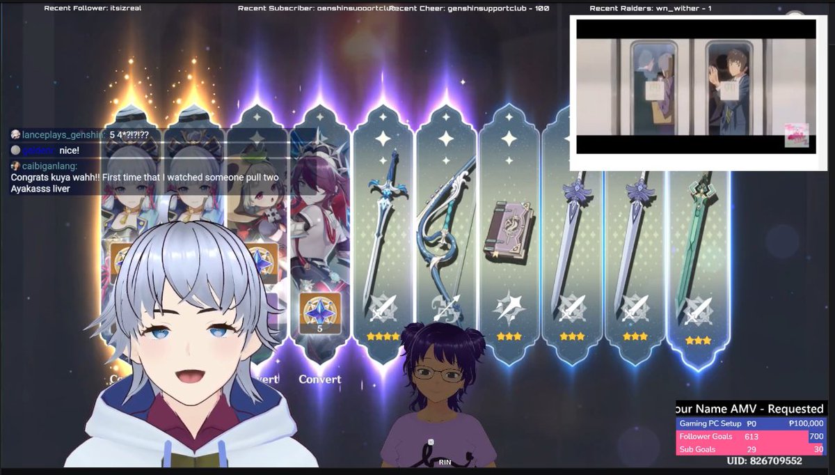 kevzo8's tweet photo. Thanks to all who joined my Friday the 13th Celebration of 600 #Twitch follows, 3rd month #TwitchAffilate, 10th 50/50 pity win!
You're the reason I got double Ayaka <3
Thanks for the Hype Train @WhatKaeyaSaid @xpilinut @v1xI3t @Hakuji14 &amp; for the raids @cheezuschilde @Flourish52! https://t.co/Q6ZE9LzOJv