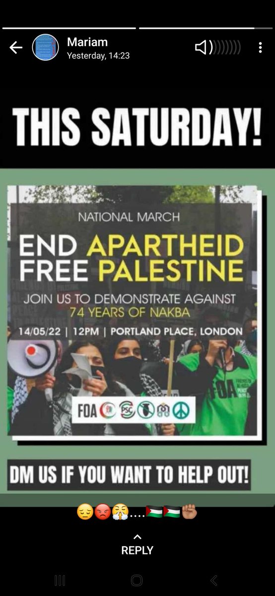 Rezmahi83's tweet photo. Today come and  join with solidarity from the violence and brutality, since 1940s, in Palestine. #FreePalestine #justice #Palestine #IsraeliApartheid #IsraeliCrimes #BreakingNews https://t.co/ofARsmGllX
