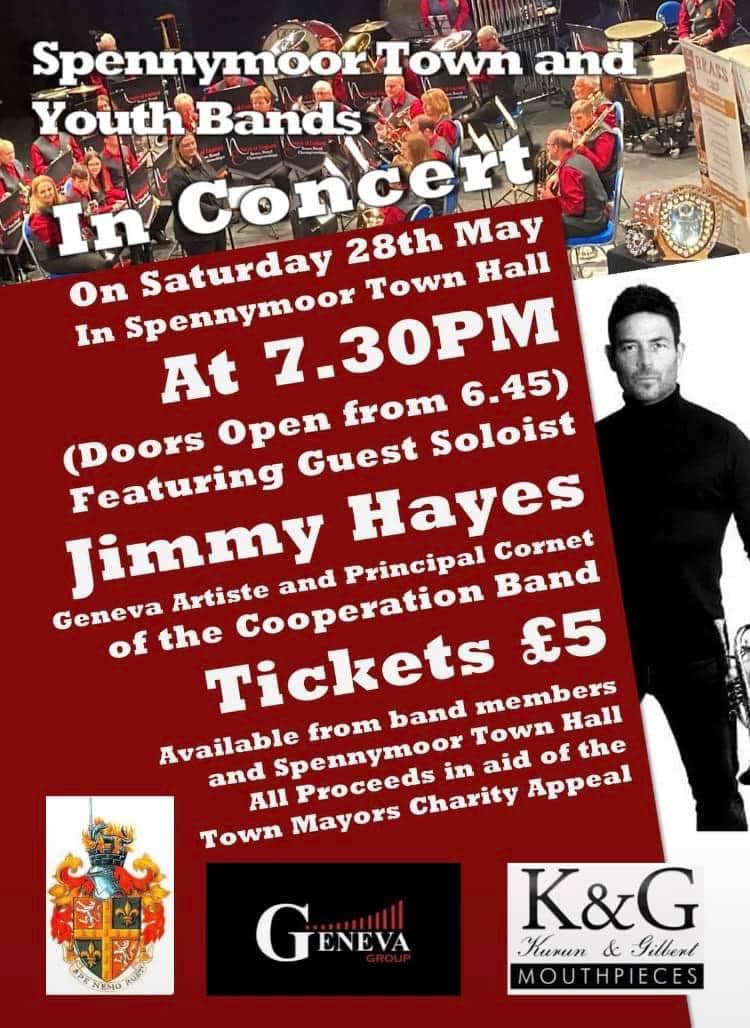 🎺 We have an excellent programme of music lined up for our special summer concert this year.

Featuring guest soloist Jimmy Hayes, Geneva Artiste and Principal Cornet at @cooperateband.

7:30pm at Spennymoor Town Hall, tickets just £5!