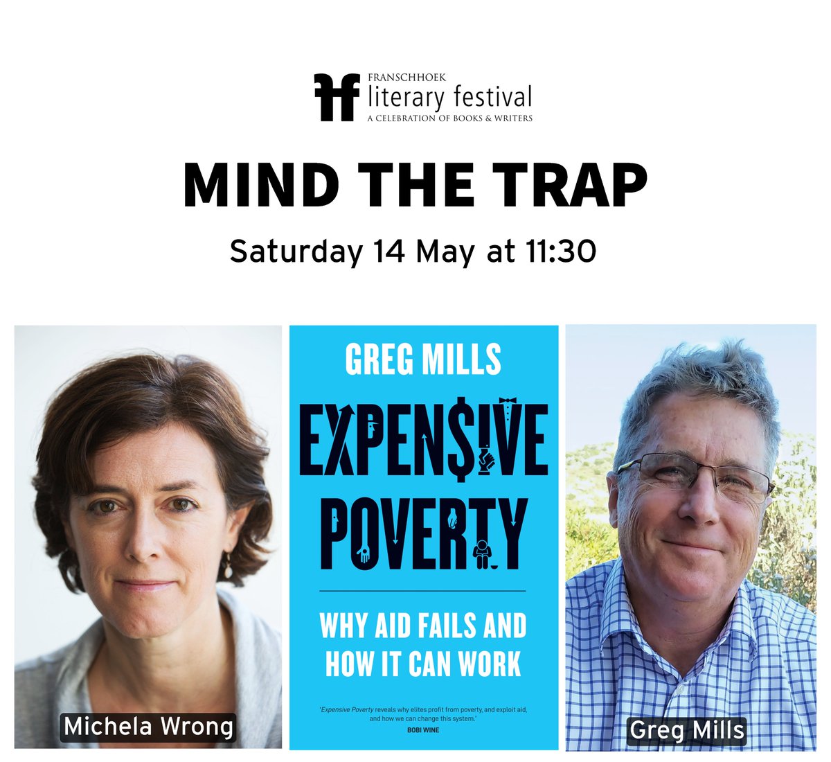 PanMacmillanSA's tweet photo. @FranLitFest Day 2! Dr Greg Mills talks to @michelawrong about his latest broadside to conventional wisdom, #ExpensivePoverty: Why Aid Fails and How it Can Work. After a trillion dollars of aid, why have ordinary Africans gotten so little benefit? #FLF2022 https://t.co/scraZq0tQ1