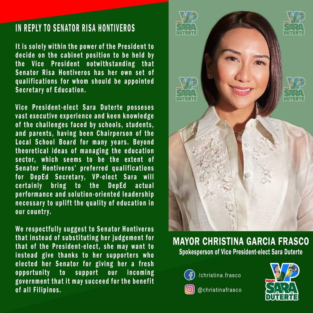 _elle_c's tweet photo. oh ms hontiveros, power ng president to appoint, kaya sa susuonod tumakbo po kayo bilang pangulo at ipanalo nyo po para meron din po kayong power to appoint ng cabinet position... para pwede nyo pong iappoint kung sino man ang ninais nyo po https://t.co/jL8vnf4QfV