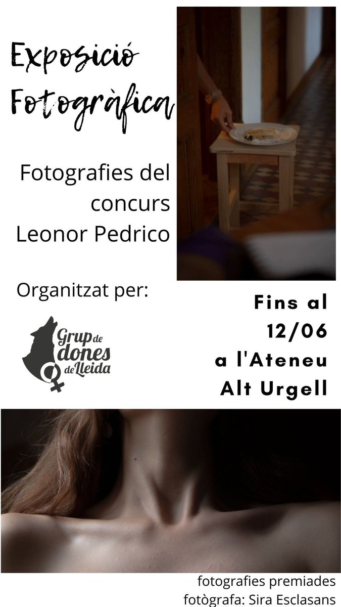 📸 Exposició fotogràfica "Dones i Cures" del VII premi fotogràfic feminista Leonor Pedrico.

📍Ateneu de l'Alt Urgell (carrer Capdevila, 6. La Seu d'Urgell)

🗓 Del 14 de maig fins al 12 de juny