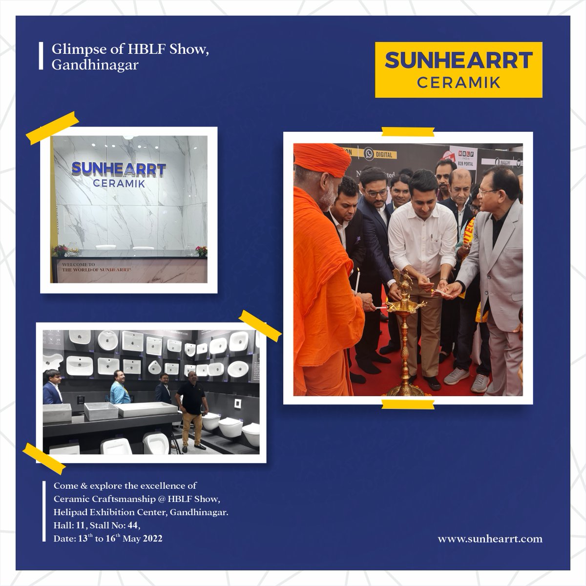 sunhearrt's tweet photo. Glimpse of HBLF Show, Gandhinagar!
Come &amp; explore the excellence of Ceramic Craftsmanship @ HBLF Show, Helipad Exhibition Center, Gandhinagar.  Hall: 11, Stall No: 44, date: 13th to 16th May 2022
#SUnhearrtCeramik #hblf #hblfshow #hblfshow2022 #ceramics #tiles #bathware #india https://t.co/JetjSw0HWR