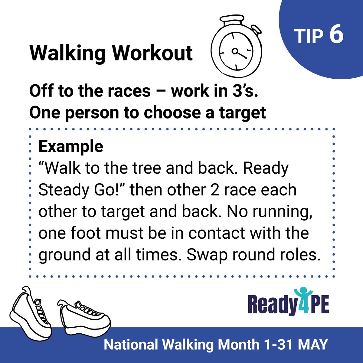 Are you Ready for a Walking Workout?
Tip 6 for National Walking Month
#primarype #primaryteachers #primaryschool #primarylessons #primaryresources #pelessons #peteachers #teachpe #sportscoach #NationalWalkingMonth