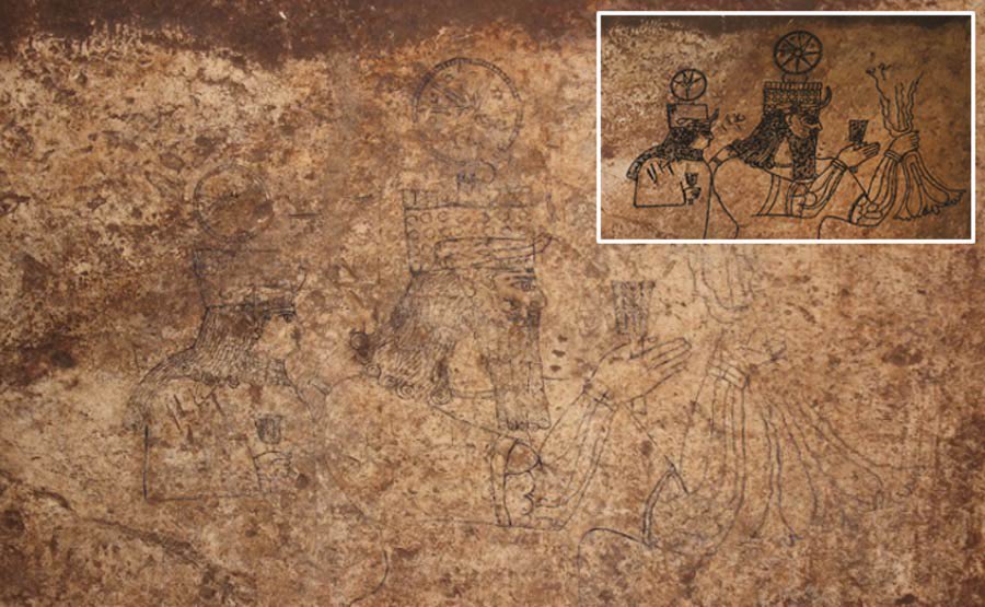 return2assyria's tweet photo. 3,000 y.o. Neo-Assyrian 'divine procession' artwork with Aramaic inscriptions discovered in a subterranean tunnel complex in Southeastern Turkey. https://t.co/8t6jKrJMMM