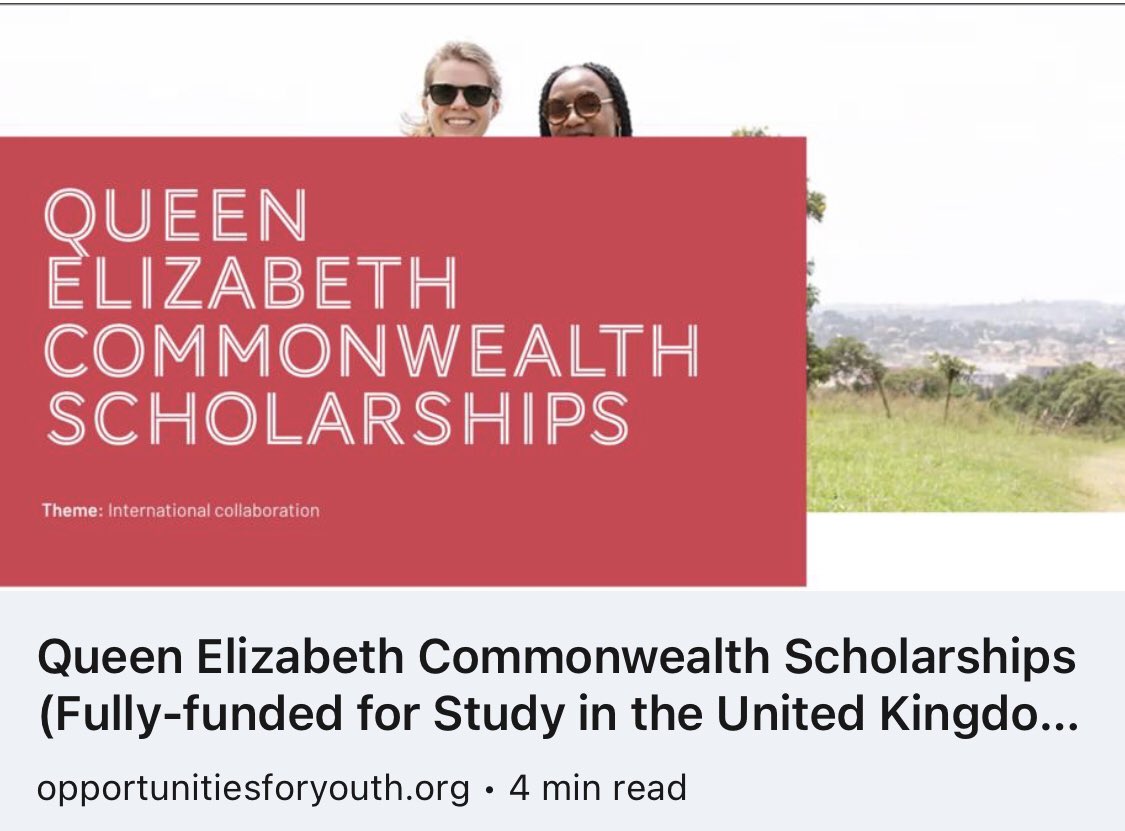 opportunitiesfy's tweet image. Queen Elizabeth Commonwealth Scholarships are now open!

Apply online by 24 May 👉 lnkd.in/dDdZtGWt

#Commonwealth #Scholarship #ConnectedCommonwealth #HigherEd #opportunity #experience #opportunities #southafrica #education #Fiji #PapuaNewGuinea #southafrica and #srilanka
