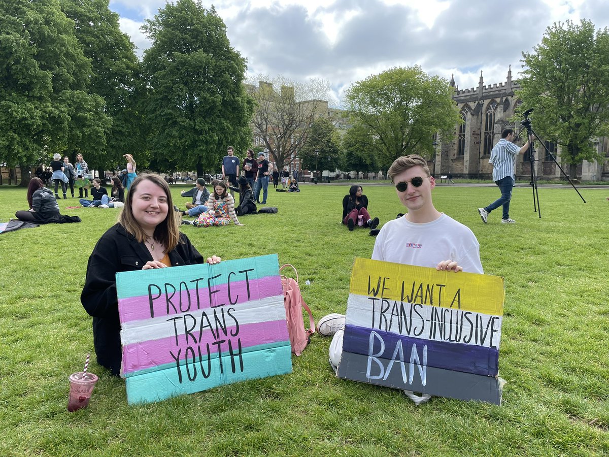 People are coming together for a #banconversiontherapy protest on College Green