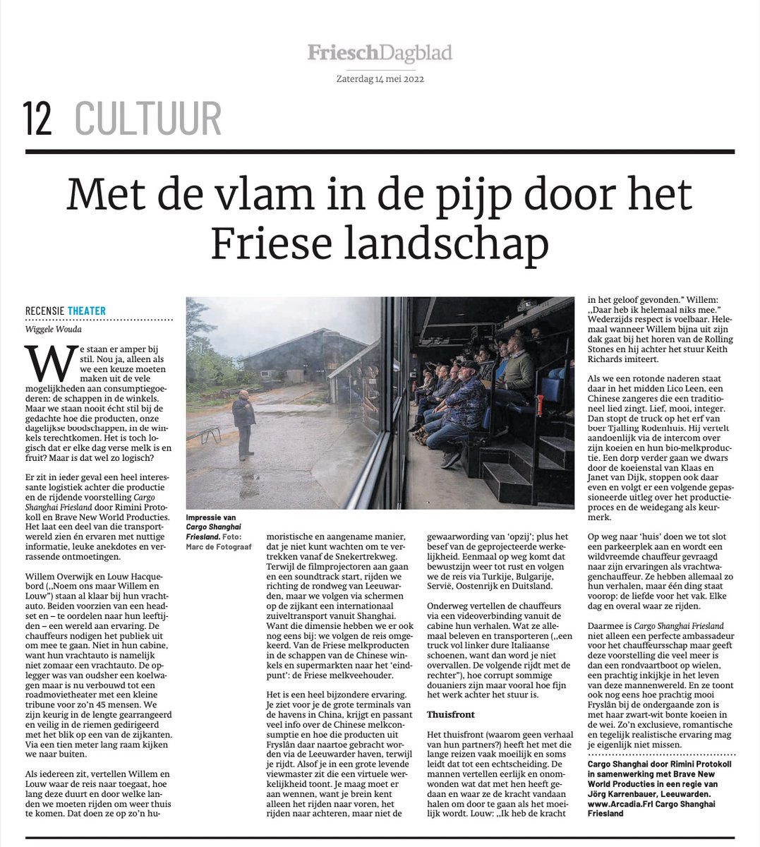 BraveNWP's tweet photo. CARGO Shanghai - Friesland: Friesche Dagblad 'Zo’n exclusieve, romantische en tegelijk realistische ervaring mag je eigenlijk niet missen.' Kaarten via https://t.co/sVhmQO9drc https://t.co/U6kdKCIJmU