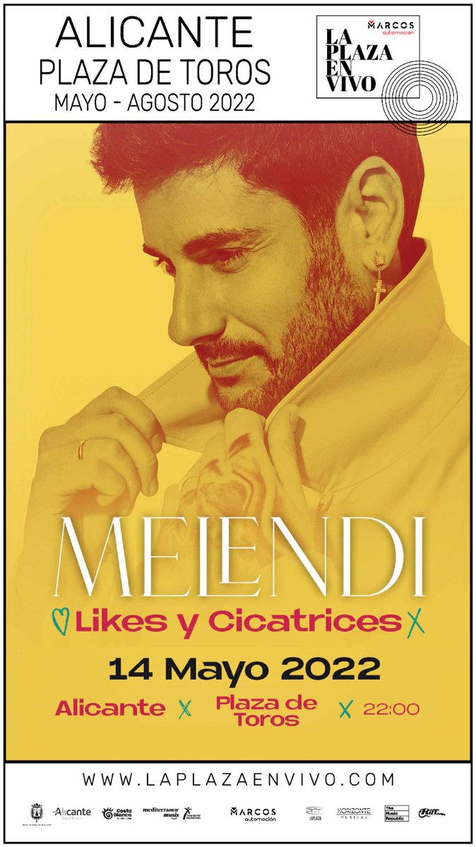 Horizonte Musical (@horizontemusica) on Twitter photo Hoy comienza LA PLAZA en VIVO 2022 en Alicante. A las 22:00h en la Plaza de Toros de Alicante: MELENDI.
Todavía estás a tiempo de comprar tu entrada: laplazaenvivo.com
<a href="/MelendiOficial/">Melendi Oficial</a> <a href="/TOROSALICANTE/">Plaza Toros Alicante</a> Hoy comienza LA PLAZA en VIVO 2022 en Alicante. A las 22:00h en la Plaza de Toros de Alicante: MELENDI.
Todavía estás a tiempo de comprar tu entrada: laplazaenvivo.com
<a href="/MelendiOficial/">Melendi Oficial</a> <a href="/TOROSALICANTE/">Plaza Toros Alicante</a>