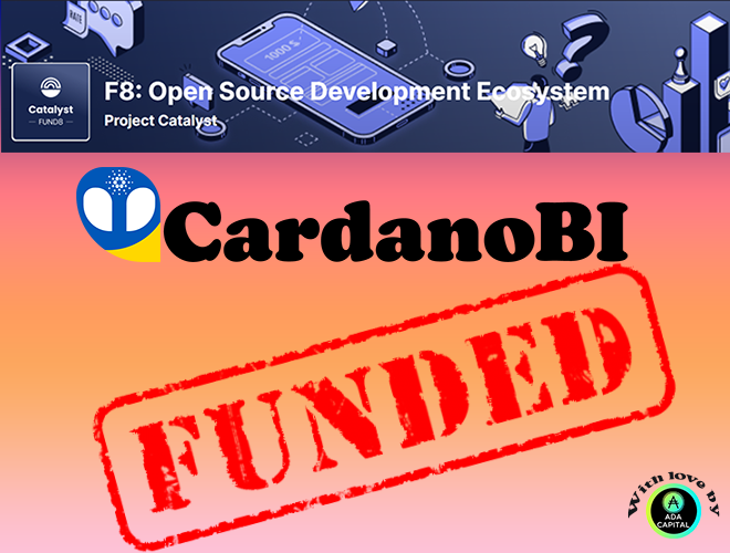CardanoBI's tweet photo. Dear #CardanoCommunity,

THANK YOU 🙏

Our #ProjectCatalyst Fund8 proposal got funded, we ranked 12th out of 86 in the Open Source Development Ecosystem challenge! 🌞

Let's get started 🚀
#CardanoBI #ADA @ada_capital @ZeteticStaking https://t.co/VZkzl6oplN
