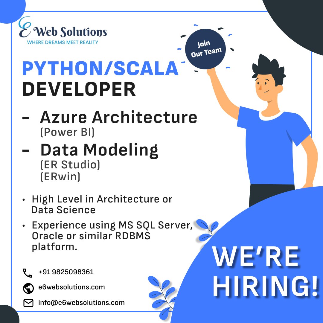E6Websolutions's tweet photo. Join Us!!!
We're hiring. If you have skills described below, share your CV to info@e6websolutions.com or you can contact to +91 9825098361
#python #hiring #hiringnow #joinus #ahmedabad #instagood  #instagram #business #development https://t.co/e5Dn9Xzcfl