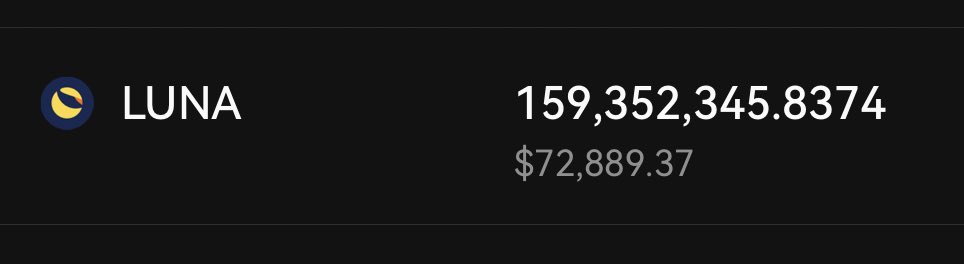 My $3,000 $LUNA is now worth $72k