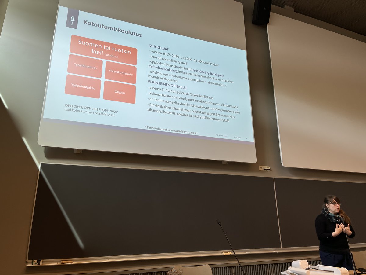 paupelt's tweet photo. The final day of #ktp2022 is in full swing! Had the pleasure of starting the day by chairing a session that included three great presentations. Here @TanjaSeppala presenting the context for her PhD work on L2 Finnish &amp; integration. https://t.co/l4xVcU3Itf
