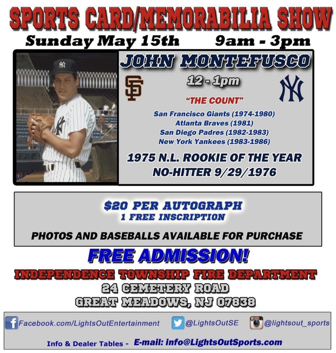 LightsOutSE's tweet photo. Tomorrow! May 15th
 #autographs #autograph #ipautographs #autographshows #autographsignings #nymets #nyyankees #yankees #yankeesautographs  #Phillies #mlbautographs #hackettstown #greatmeadows #yankeeslegends #mets #nymets #paniniamerica #bowman #topps #johnmontefusco #sfgiants https://t.co/h3vJMWJGsy