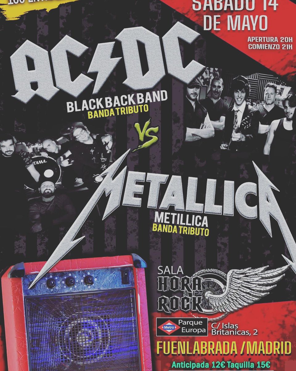luiscalzadaf's tweet photo. Hoy estaré por Fuenlabrada haciendo tributo a @acdc con @BlackBackBand para los que pasáis de #Eurovision 🤪 https://t.co/RgumPuwmwS