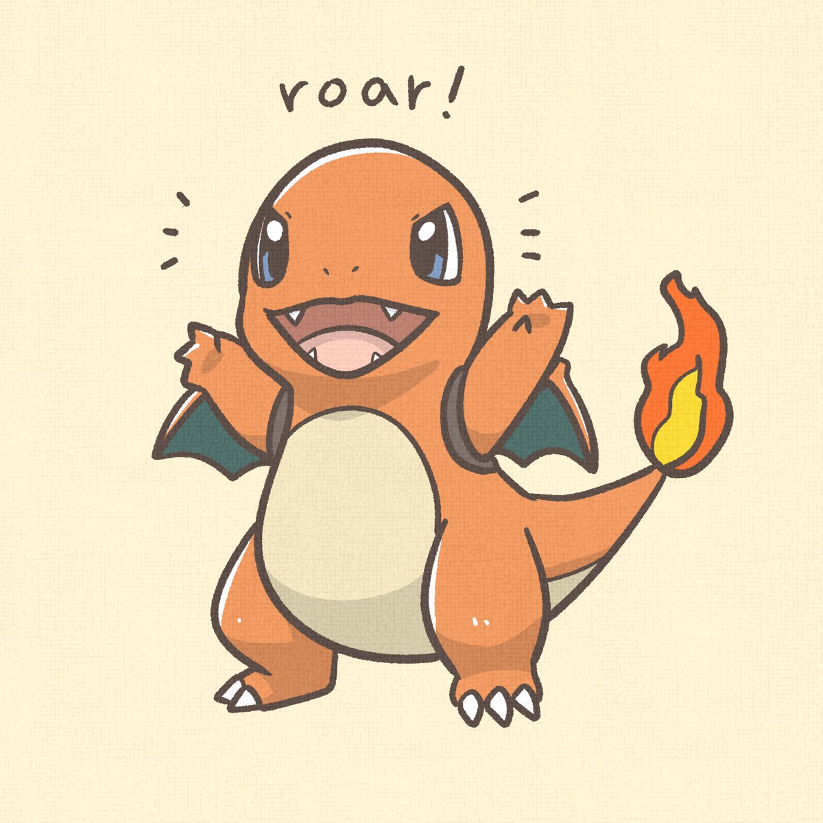 charmander flame-tipped tail pokemon (creature) no humans solo fangs open mouth blue eyes  illustration images