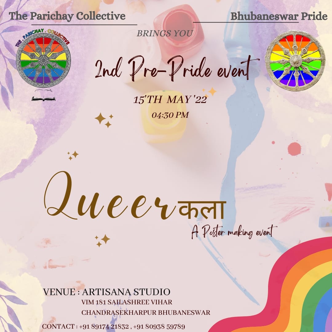 TPC_Odisha's tweet photo. Join the upcoming Pre-Pride Event tomorrow #LGBT #lgbtqai #bhubaneswarpride #theprichaycollective #pride2022 #preprideevent #Bhubaneswar #OdishaLeads #OTVNews #KanakNews https://t.co/4mTKDolzx7