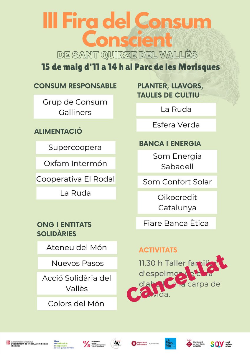 ConfortSolar's tweet photo. ☀️ Demà serem presents a la III Fira del Consum Conscient ☀️

🕚 De 11h a 14h
 📍 al Parc de les Morisques de #StQuirzedelValles

#EnergiaSolar #Sostenibilitat https://t.co/uKB5XnjGsE