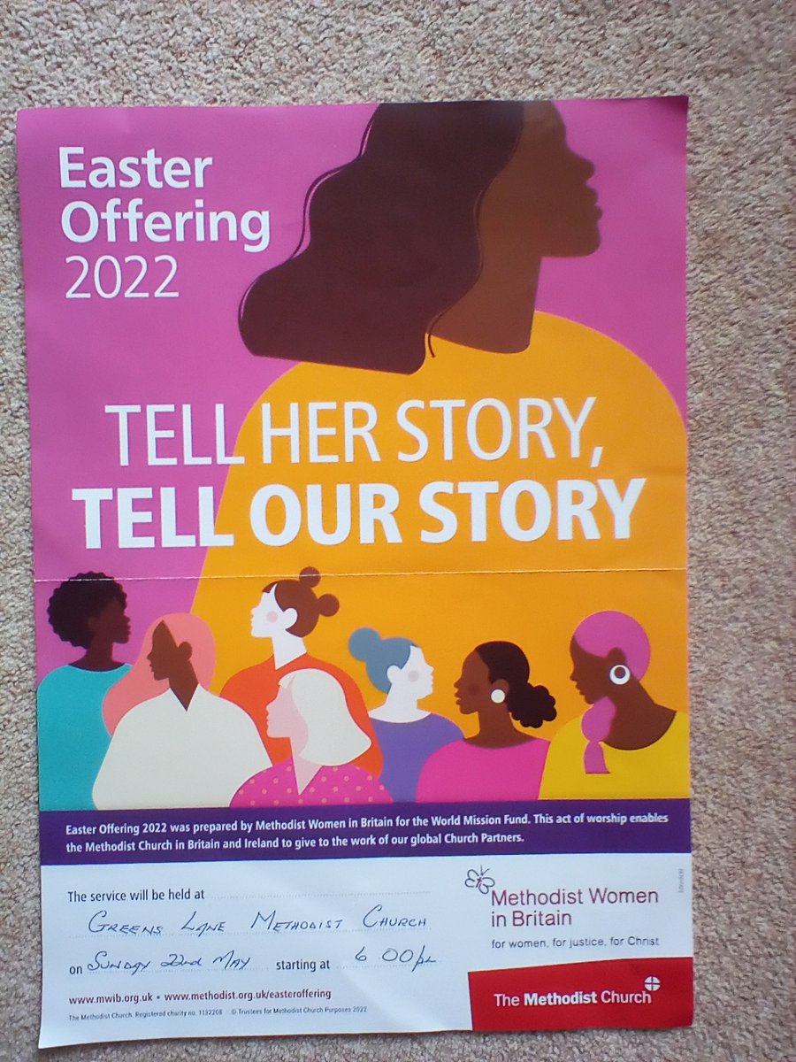 On Sunday May 22nd, 6pm, all are welcome to our Easter Offering Service at Greens Lane Methodist Church.