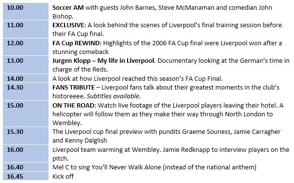 ChelseaChadder's tweet photo. FA Cup final day, where dreams are made. The whole day is dedicated to it on TV including the build up.

Here is the Sky TV guide for today! https://t.co/VHxbYNbm0K