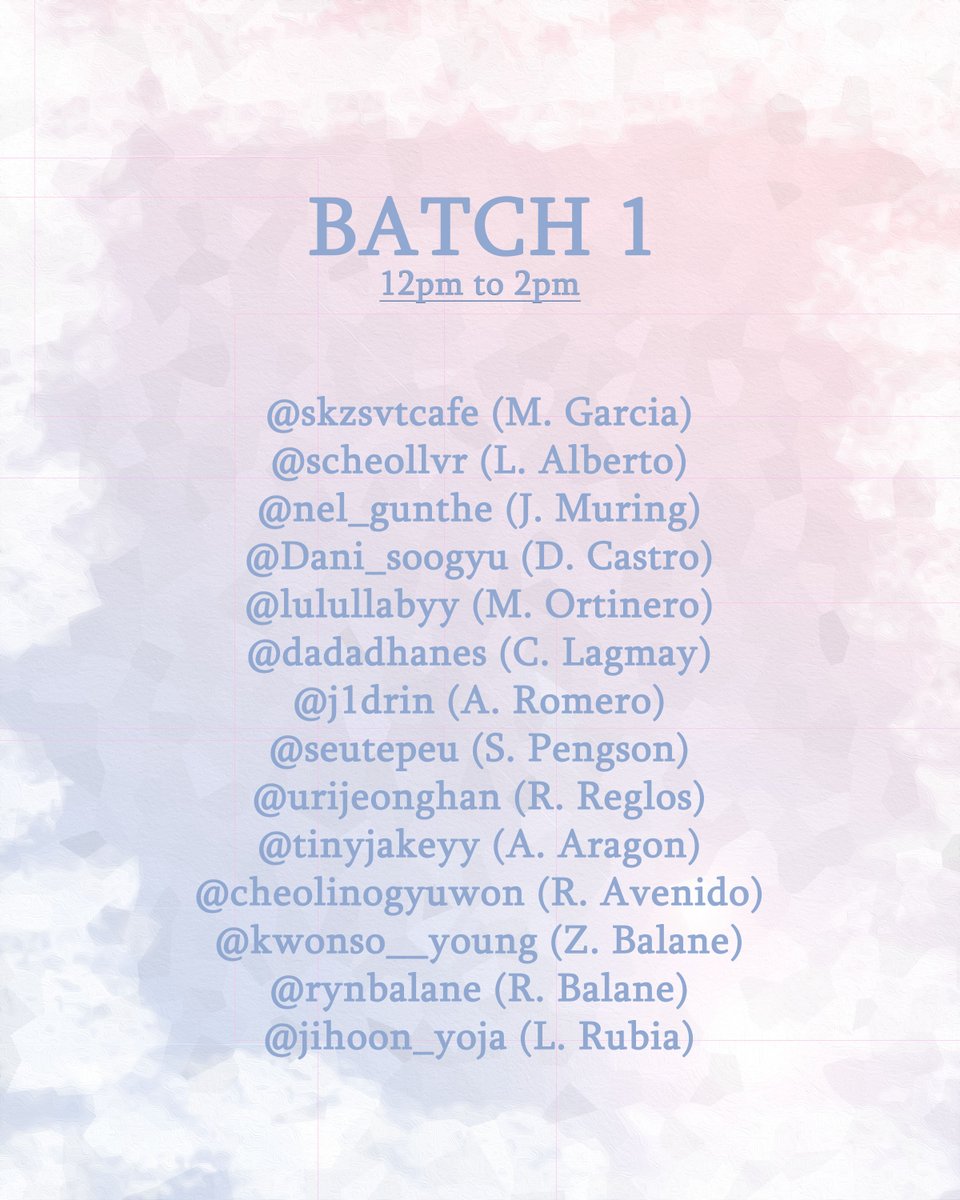 CabCaratEvents's tweet photo. We are excited to meet you all so here's the list of attendees per batch~!!
Kita kits!!
#7withSEVENTEEN #ExquisitePH https://t.co/GYsA3mvwpc