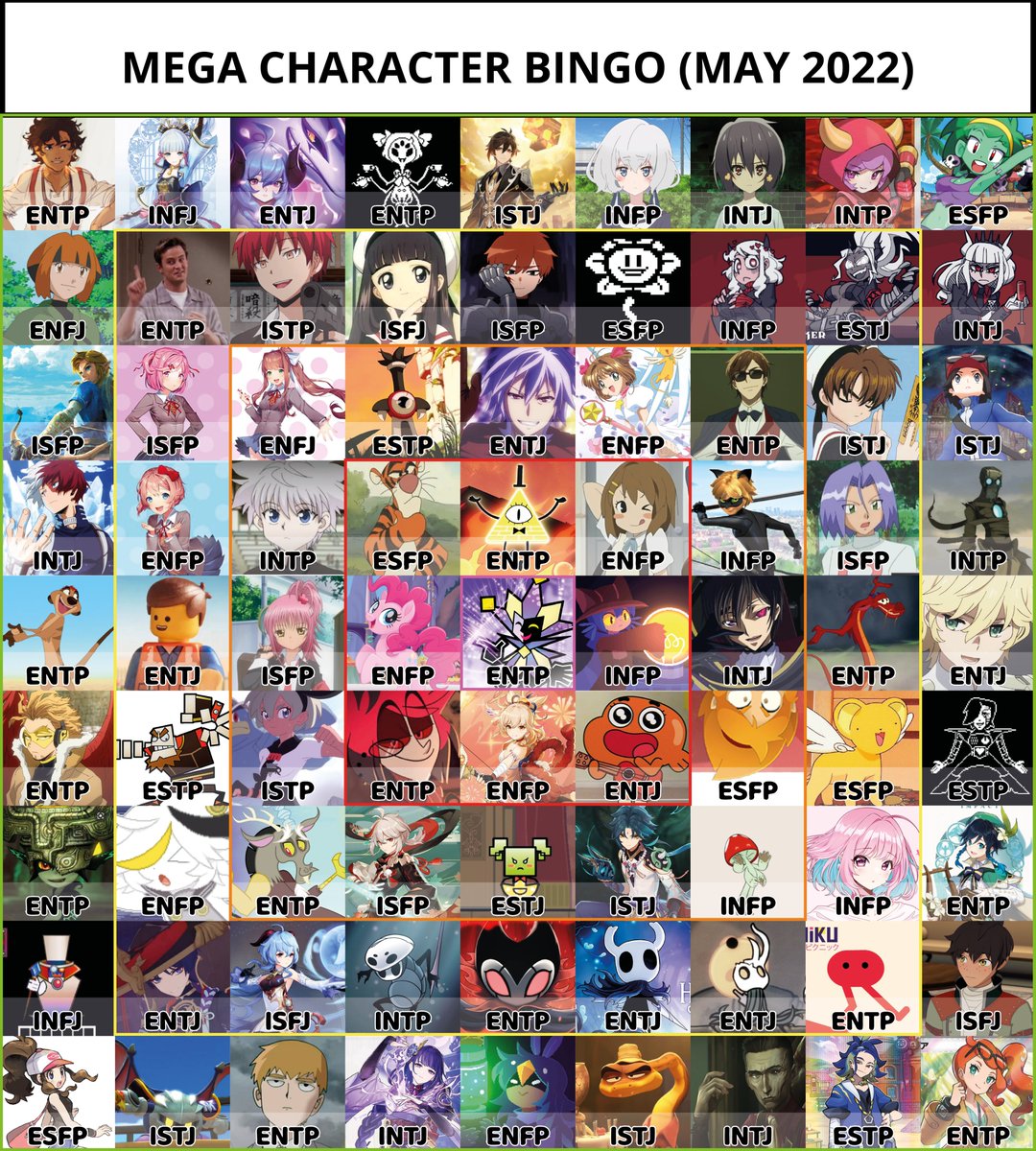 JusttVik's tweet photo. Un Bingo de 25 c'était pas assez....
Je... J'ai fais un truc...
#CharacterBingo https://t.co/9CvXO1EZik