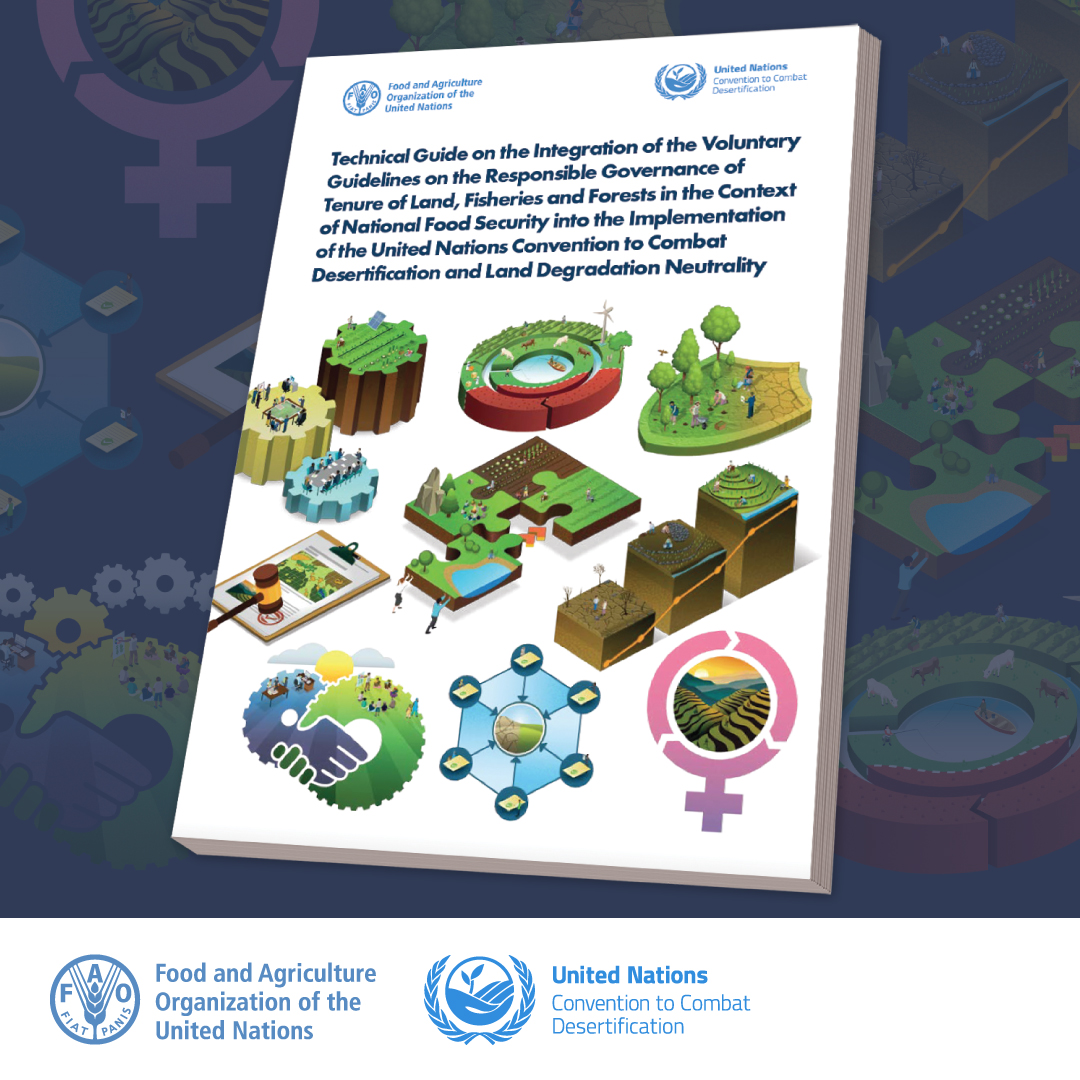 FAOLandWater's tweet photo. 📢 The new #LandTenure technical guide on integrating the Voluntary Guidelines on the Responsible Governance of Tenure of Land, Fisheries and Forests (#VGGT) into the implementation of @UNCCD and #LandDegradationNeutrality is now available!

👉https://t.co/e6Its5R97l

#UNCCDCOP15 https://t.co/O4vZpqTuQD