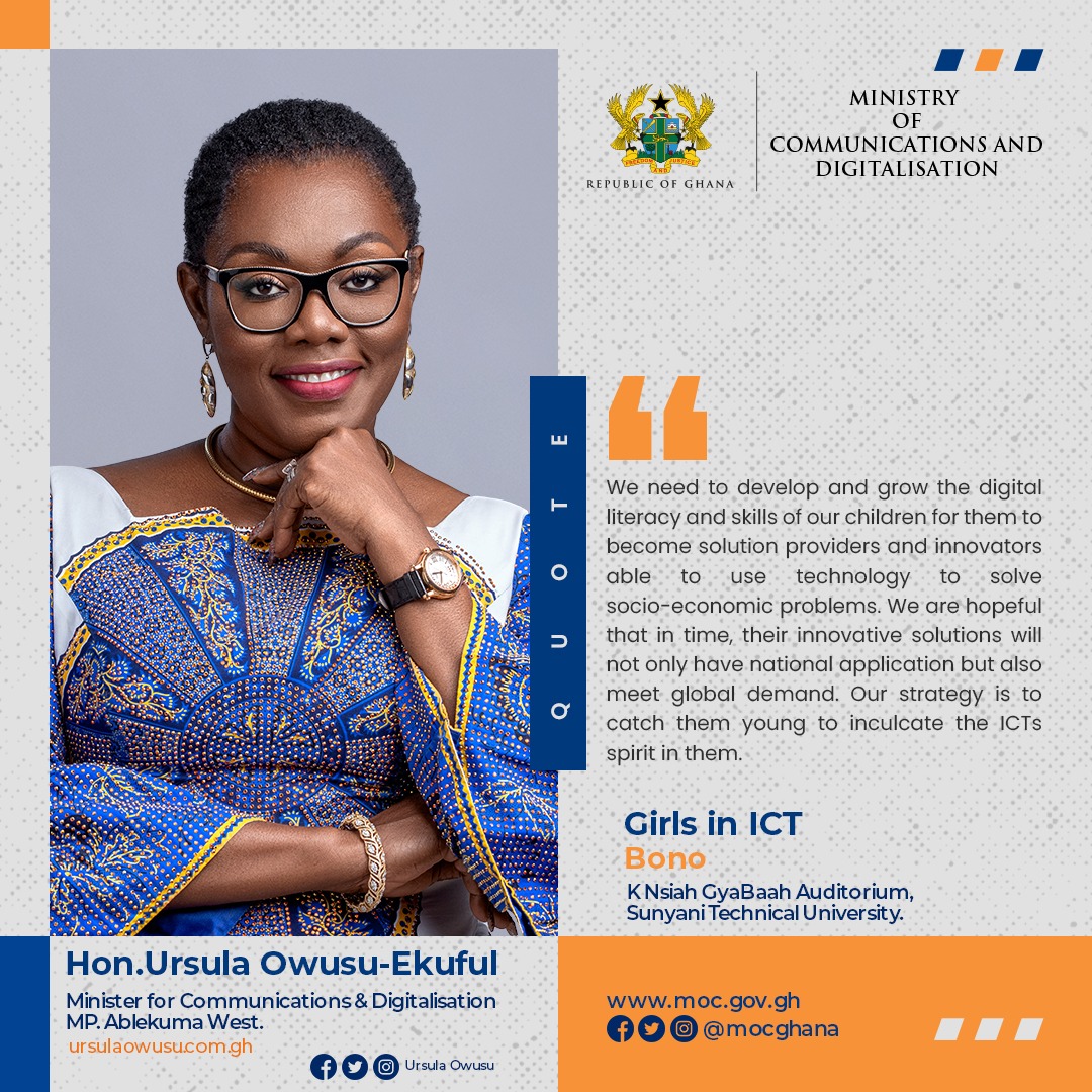 johnawuni's tweet photo. What you need to know about the Ministry of Communications and Digitalisation's Girls In ICT Initiative

#GirlsInICT
#MoCD
#UrsulaOwusuEkuful https://t.co/ZOil6j8Wda