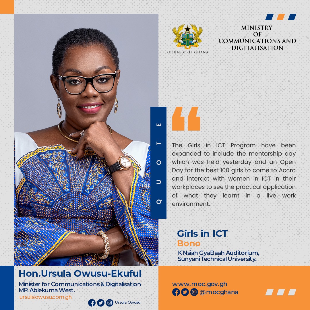 johnawuni's tweet photo. What you need to know about the Ministry of Communications and Digitalisation's Girls In ICT Initiative

#GirlsInICT
#MoCD
#UrsulaOwusuEkuful https://t.co/ZOil6j8Wda