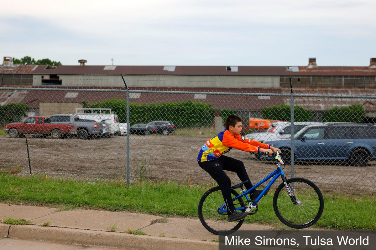 mikesimonsphoto's tweet photo. USA BMX hosts Legacy Nationals Race, the first national races at their new headquarters. Competitors from around the world arrive to an interesting site with the Evans-Fintube Oklahoma Ironworks building looming over the beautiful new headquarters. #tulsa #bmx https://t.co/K3qlUqp5R0