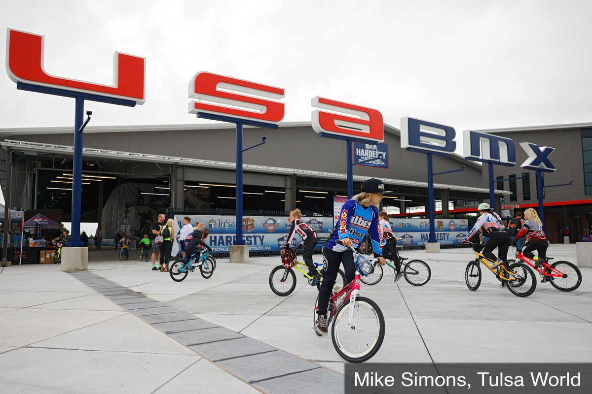 mikesimonsphoto's tweet photo. USA BMX hosts Legacy Nationals Race, the first national races at their new headquarters. Competitors from around the world arrive to an interesting site with the Evans-Fintube Oklahoma Ironworks building looming over the beautiful new headquarters. #tulsa #bmx https://t.co/K3qlUqp5R0