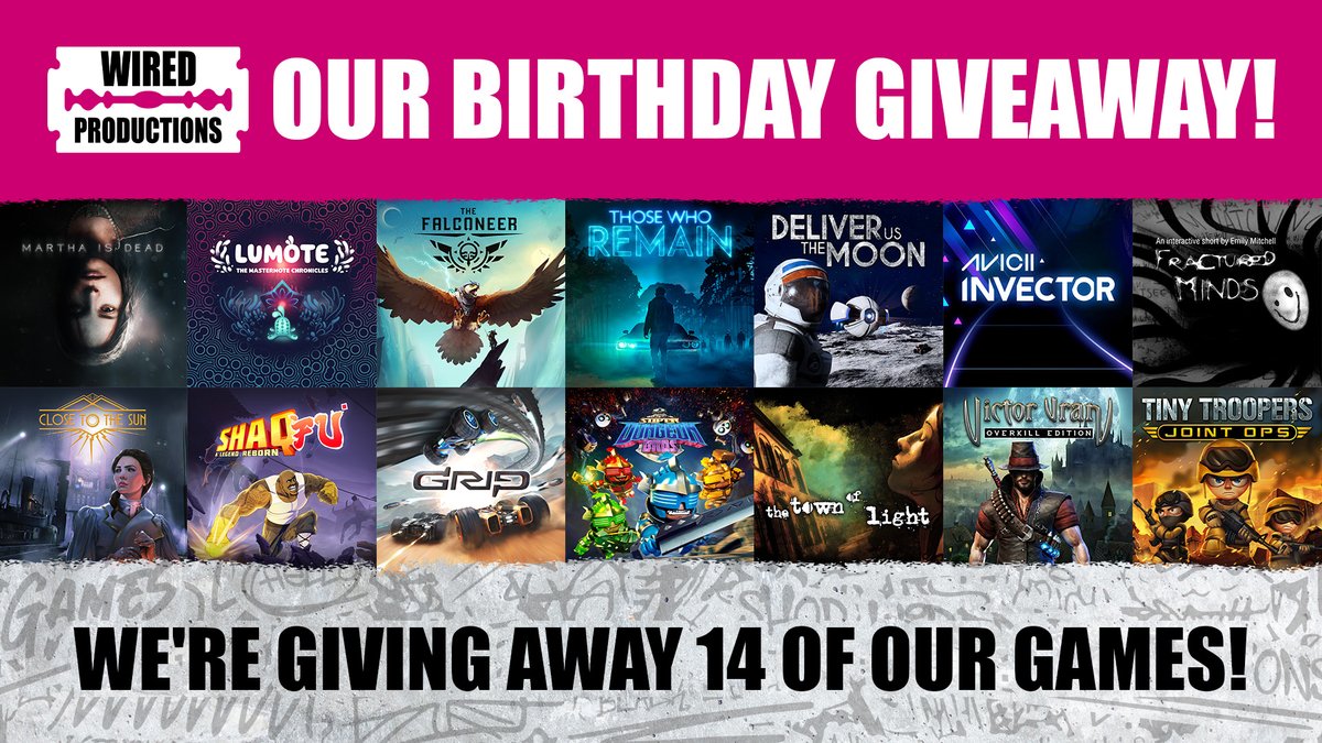It's our birthday weekend! 🥳

To celebrate 14 years of hard work, indie passion, and your support here's a #giveaway where you can #win 14 of our games!

✅ Follow us
🔁 Give a RT
🧑‍🤝‍🧑 Tag a mate and tell us which of our games is your fave!

We'll pick a winner on Monday!
