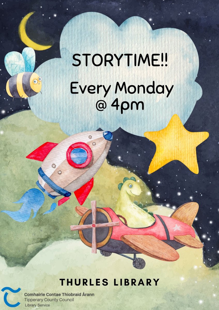 TippLib's tweet photo. Join us in Thurles Library every Monday at 4pm for STORYTIME!! We have have lots of fun stories to enjoy every week 😀🙌
#RightToRead #LibrariesIre https://t.co/itckdbRGOf