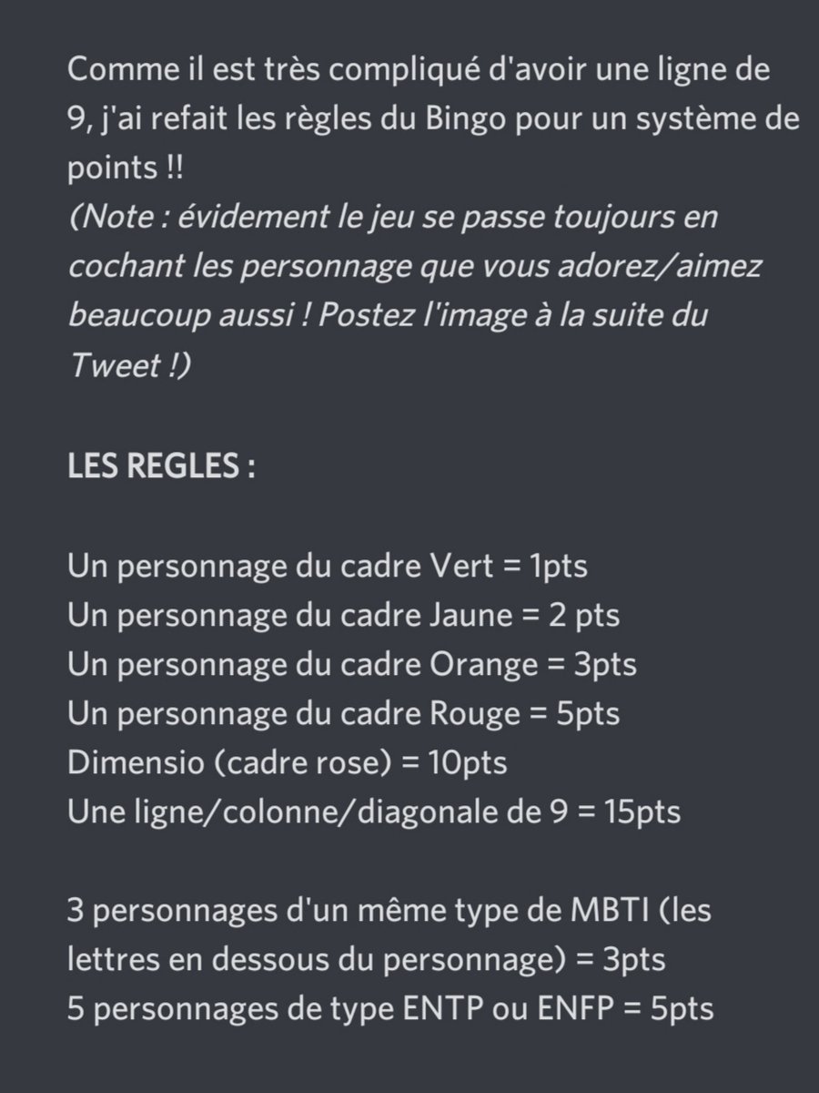 JusttVik's tweet photo. Un Bingo de 25 c'était pas assez....
Je... J'ai fais un truc...
#CharacterBingo https://t.co/9CvXO1EZik