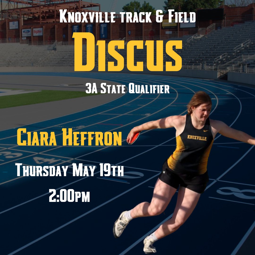 Congratulations <a href="/CiaraH_22/">Ciara Heffron</a> on Qualifying for the 
<a href="/IGHSAU/">IGHSAU</a> State Track &amp; Field Meet in the Discus! Ciara will compete Thursday May 19th at 2:00pm at Drake Stadium in Des Moines!
#KCSDPride #iahstrk