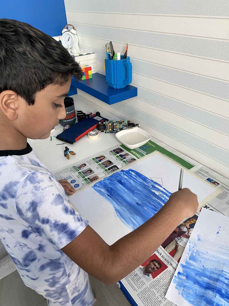 Avaniparikh1's tweet photo. Art work in making… so happy to see again a paint brush🎨 in his hand!!!  #art #SaveSoilAtUNCCD @GMA_Primary @GMA_ICSE @PreetiBrown @rahatn https://t.co/LNki1Bz1SQ