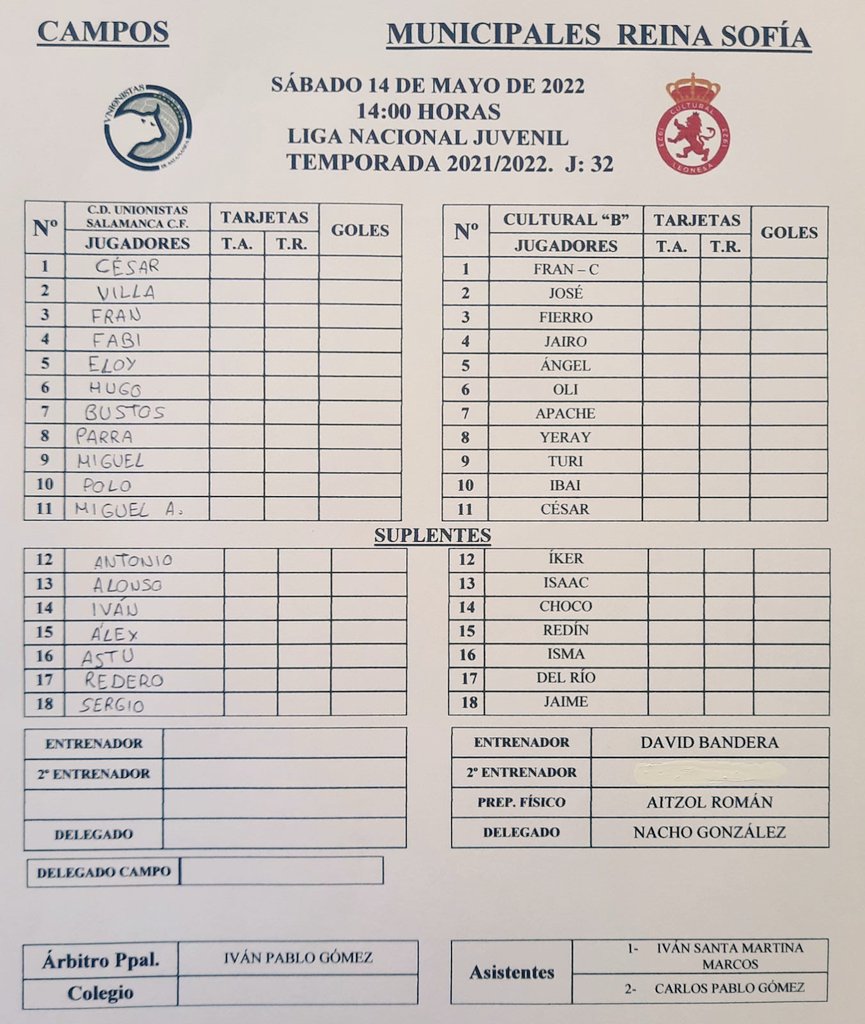 CultuAcademia's tweet photo. #CyDLNJ Jornada 32
Alineaciones 📝 de nuestro Juvenil B en su encuentro que le enfrentará ⚽ al Juvenil A de @USCFbase, y que se jugará a las 14:00 en el Reina Sofía https://t.co/clzwm47b4x