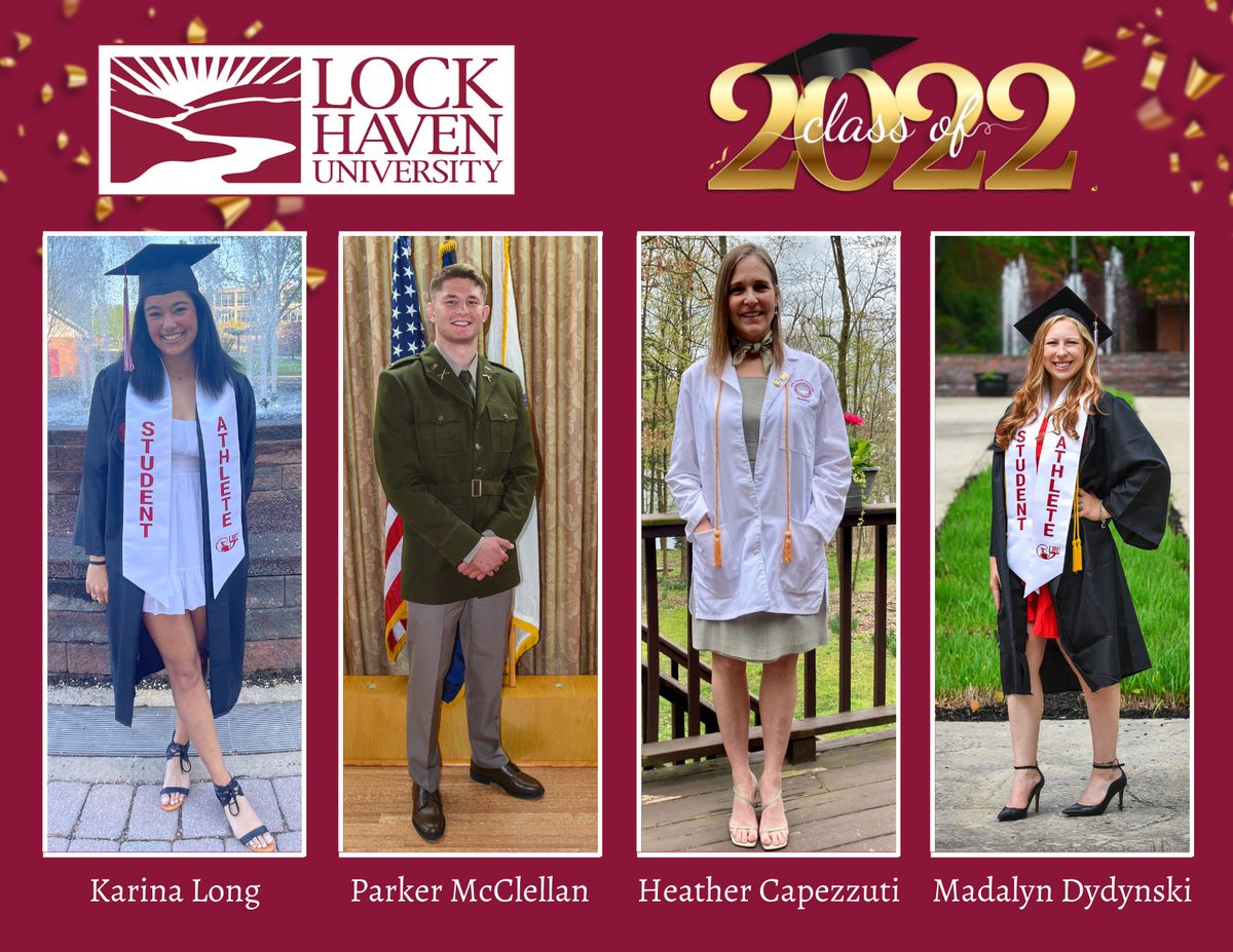PresidentCU's tweet photo. Congratulations to Karina, Parker, Heather and Madalyn - graduating Bald Eagles who were featured this week, leading up to commencement. And to the entire graduating LHU Class of 2022, we are #HavenProud of all of you and look forward to hearing about your future successes. https://t.co/NA2r2H1kpt
