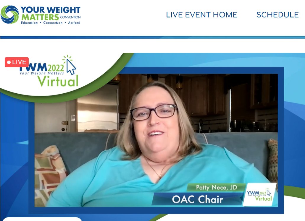 'You are not alone on your weight and health journey' Patty Nece opening #YWM2022Virtual @ObesityAction