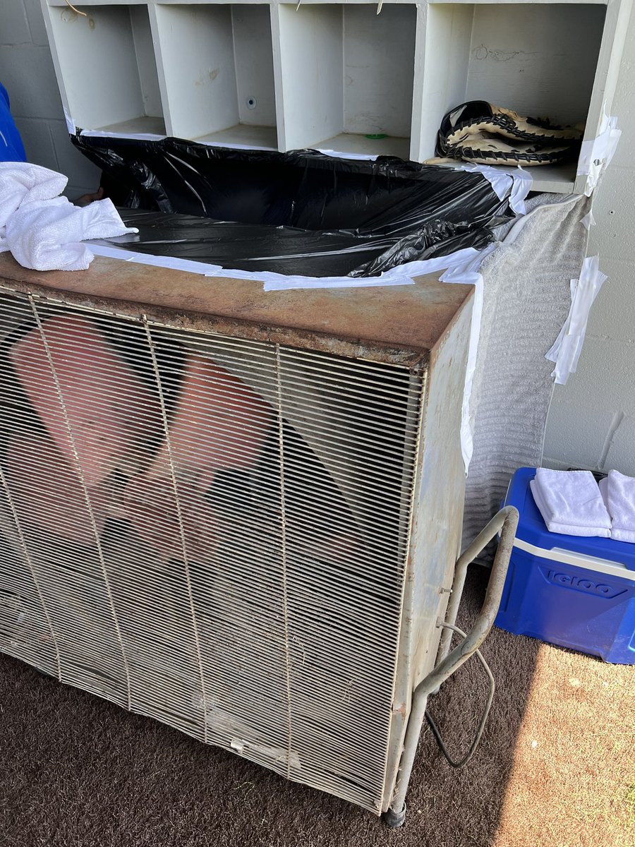HennesseyChad's tweet photo. Hey @ERCOT_ISO and @GregAbbott_TX let us know if you need help with your grids… #SelfMadeAirConditioning #SwampCooler @EFND_Baseball #HotDay https://t.co/vyux9vjcoJ