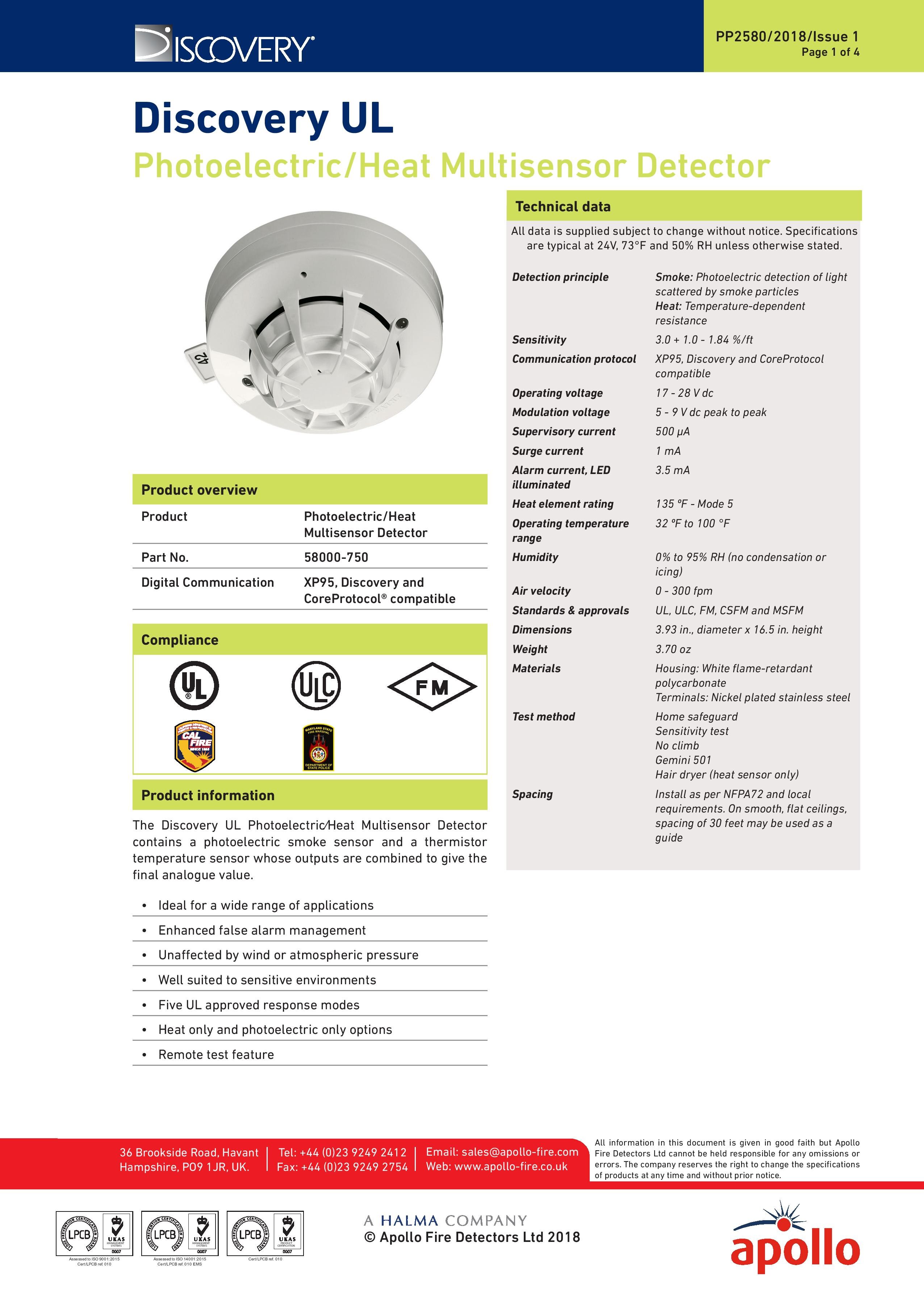Details about   Apollo Discovery 58000-600MAR Marine Optical Smoke Detector 
