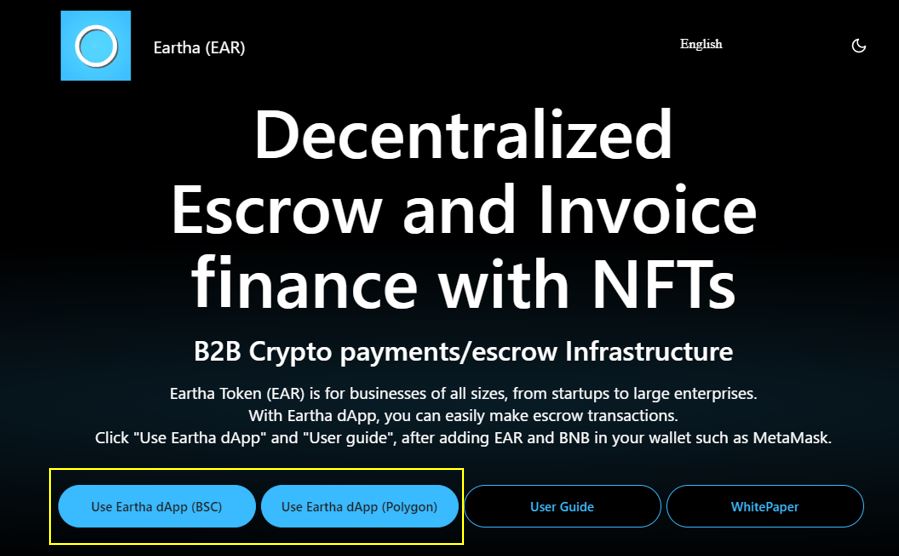 EarthaEAR's tweet photo. Deploy Mainnet completed
◻️BSC dApp
https://t.co/wSTQoSeGJ7
◻️Polygon dApp
https://t.co/sjSRjxnfKG

🔵Join Telegram👉https://t.co/XMG18f15Zi
🔵Details 👉https://t.co/xvFGRTBi2b

#Eartha #dApp enpower to #Escrow NFTs, #Invoice NFTs.#web3, #Defi , #NFT, #BSC, #BNB https://t.co/AZcEpGCvjq