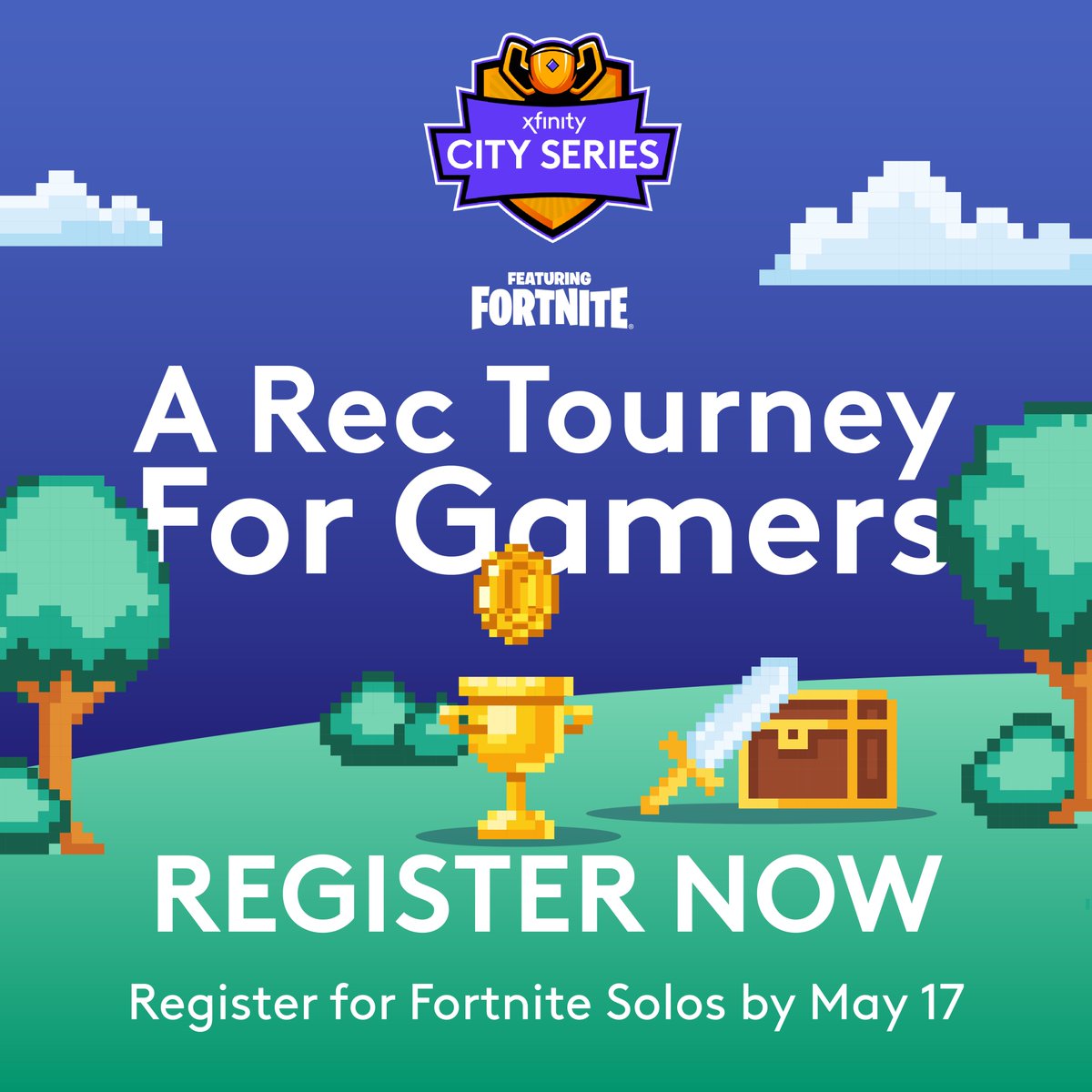 $7,500 in prizing will have been awarded to top <a href="/Xfinity/">Xfinity</a> City Series players by the end of this month's #Fortnite activities. 💸 Gamers have one more shot to earn a slice of that pie - register by May 17th for the final Solos tourney: bit.ly/XCS-MC