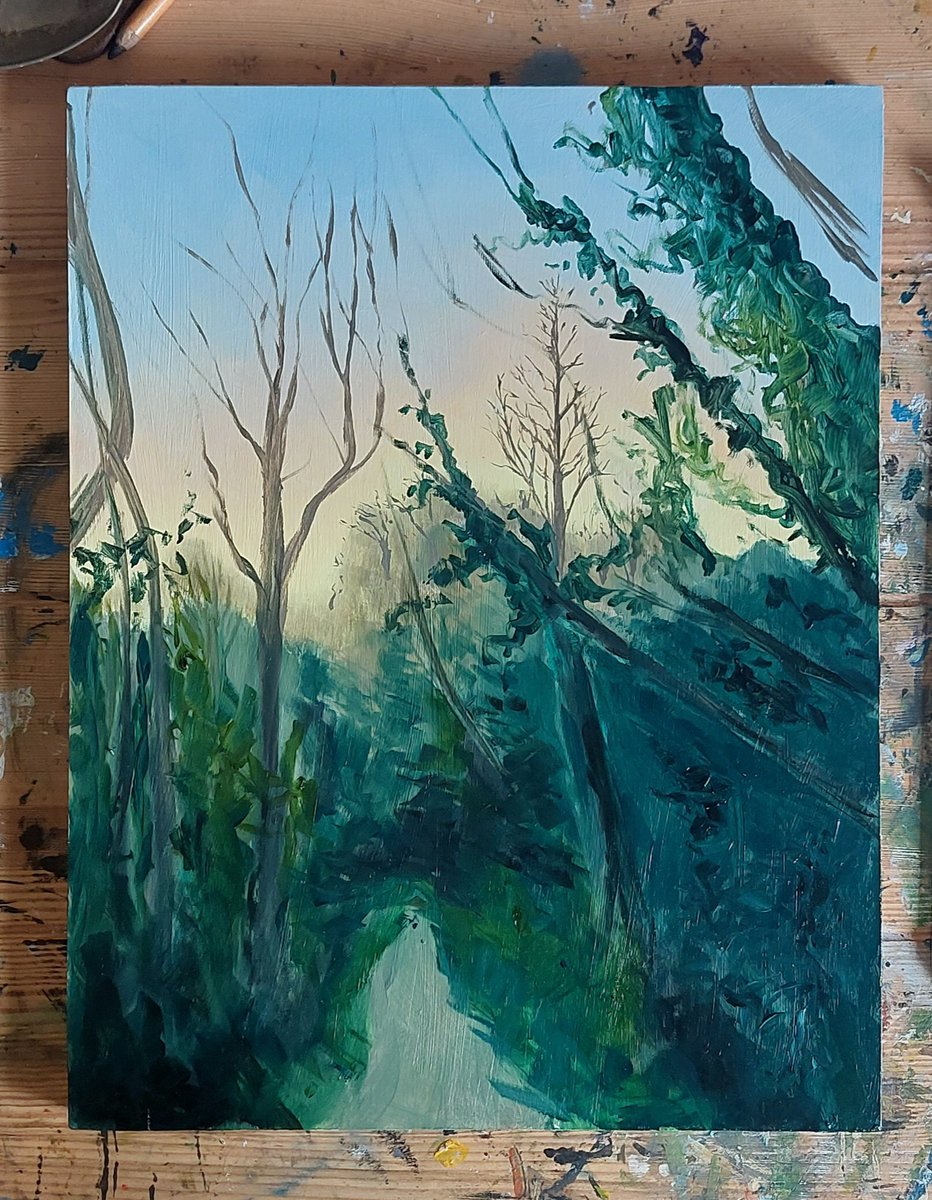 wlhaydock's tweet photo. Other progress with the other painting, so much more to do #patienceisavirtue #workinprogress #oilonpanel #riverpath https://t.co/ryEMJHqhme