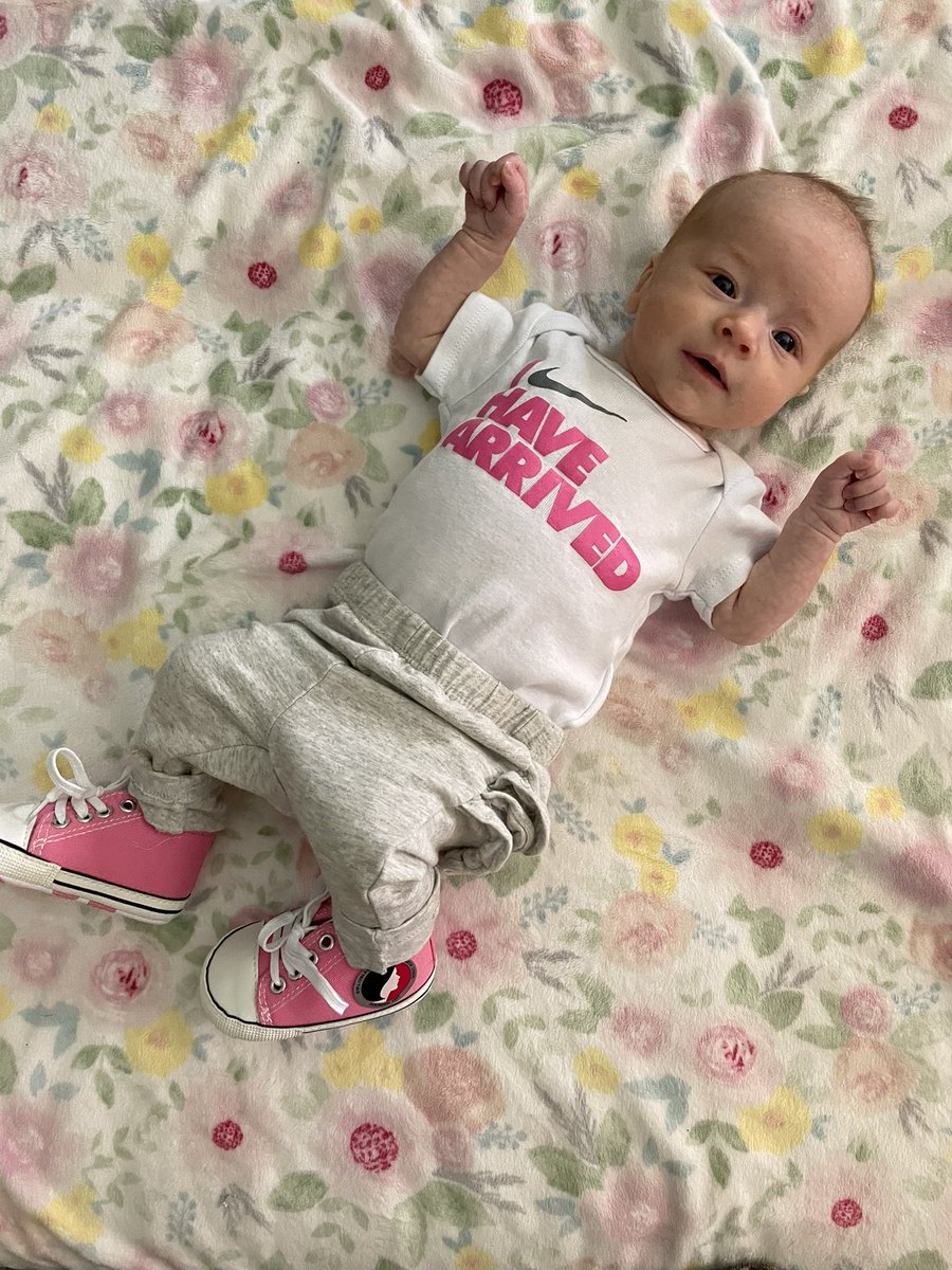 zclark31's tweet image. My little #IowaGirl! 

Thank you to the staff at the @IGHSAU for sending Ali her first pair of kicks!