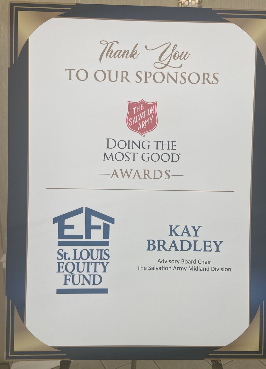 STLEquityFund's tweet photo. Congrats to all of the recipients of @SalArmySTL Doing the Most Good Awards! Happy to support this event! https://t.co/nbf31DFjEK