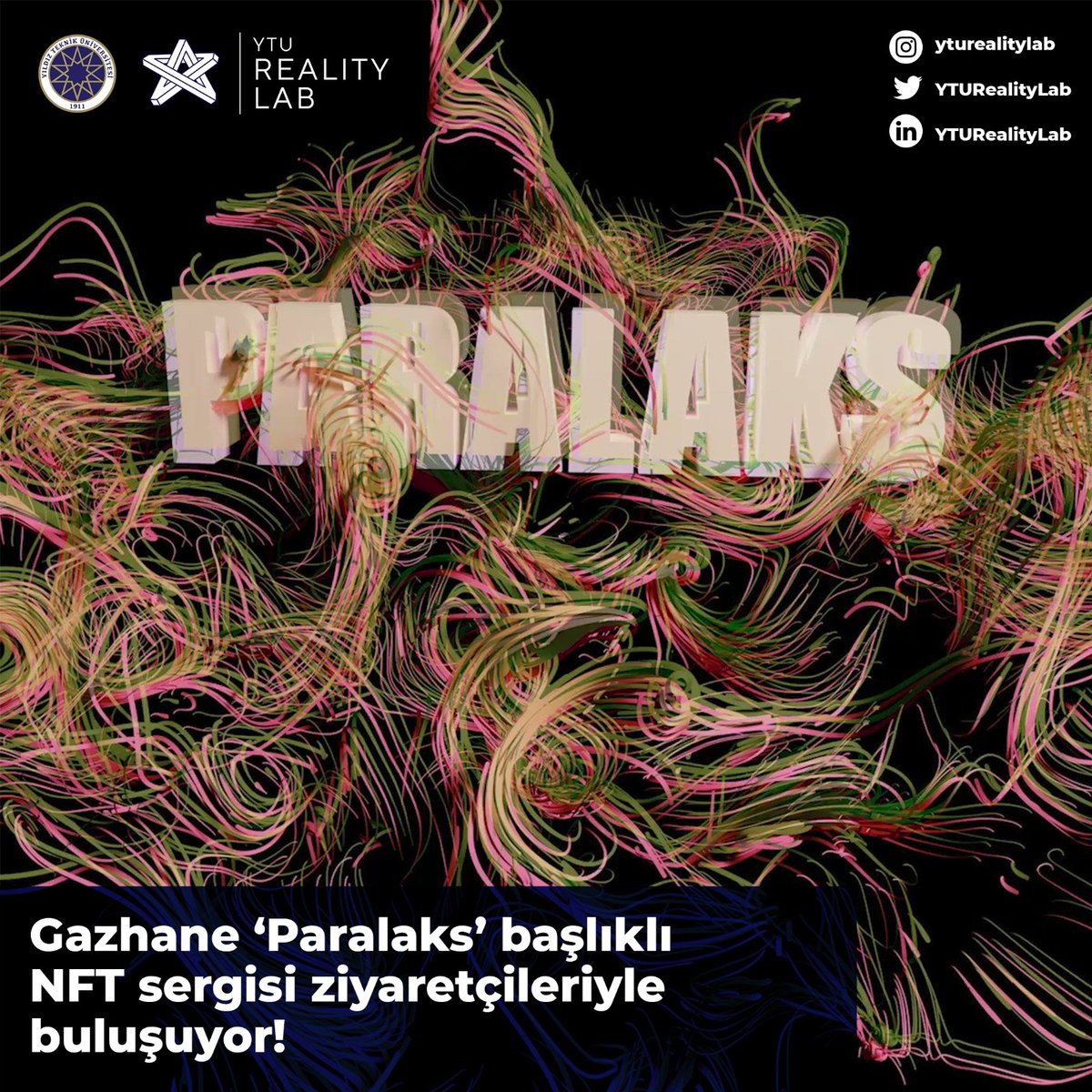 Felsefi, kültürel ve toplumsal çıkarımları dijitalden fiziksel ortama taşıyan ve  Gazhane ‘Paralaks’ başlıklı NFT sergisi, 20 Mayıs 2022 tarihine kadar ücretsiz olarak ziyaret edilebilecek.
#paralaks #dijitalsanat #digitalart #nft #exhibition #sergi #artgallery