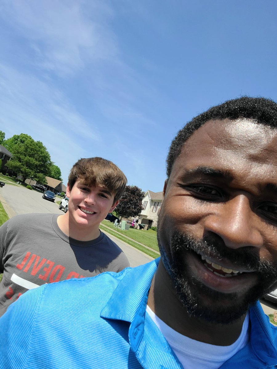 NickforIndiana's tweet photo. Early canvassing in Floyd County with Max Fisher. Knocking on doors, introducing ourselves, and having conversations with community. #INDEM #Pathwaytopurpose #Nick4Indiana https://t.co/7t1qRRQ7iD