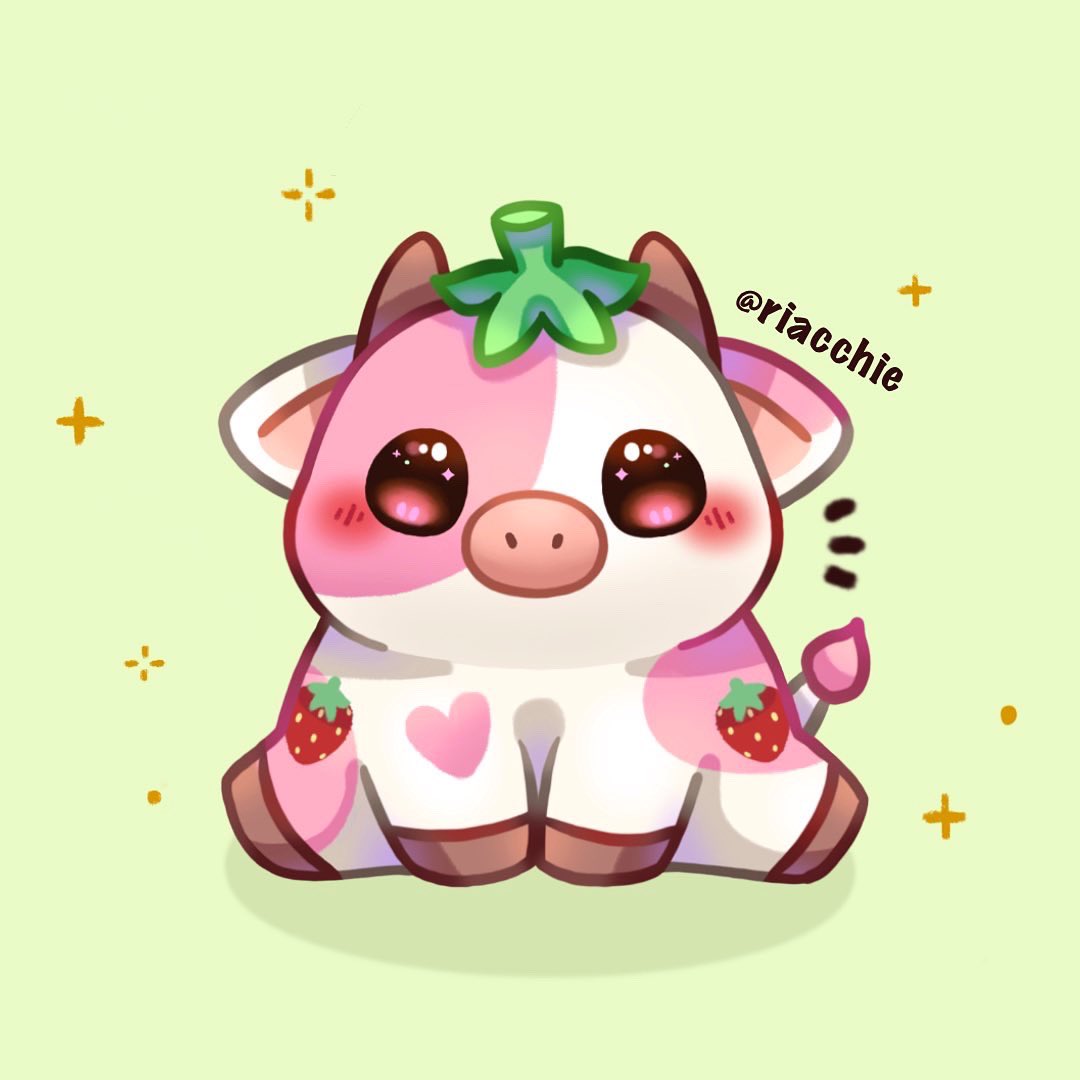 Strawberry Cute Cow by Maybk on Dribbble