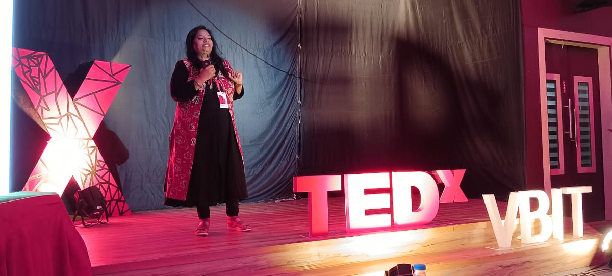 mkalanidhi's tweet photo. One more in the #BucketList checked off. #TedTalk. Thank you @VBITHYD #TedXVBIT for the opportunity to share my journey on the theme #ShatterTheFilter. My second #TedXTalk was indeed special https://t.co/GWCZ6mDMJa